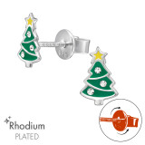 Christmas Tree Screw Back - 925 Sterling Silver Premium Kids Jewelry SD48200