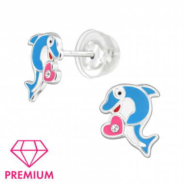 Dolphin With Heart - 925 Sterling Silver Premium Kids Jewelry SD48923