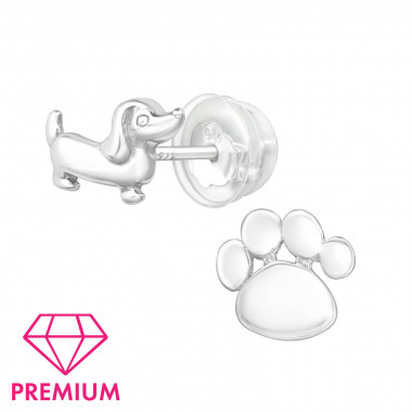 Dog And Paw Print - 925 Sterling Silver Premium Kids Jewelry SD44928