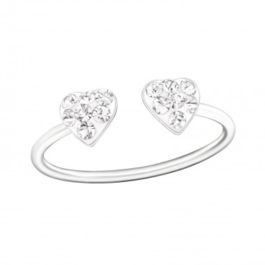 Double Heart - 925 Sterling Silver Kids Rings SD18838