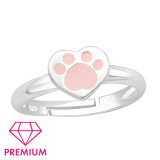 Heart Paw Print - 925 Sterling Silver Kids Rings SD43697