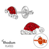 Christmas Hat - 925 Sterling Silver Screw Back Ear Studs SD49316