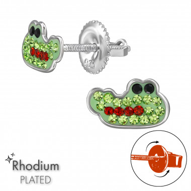 Crocodile - 925 Sterling Silver Screw Back Ear Studs SD49321