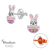 Easter Bunny - 925 Sterling Silver Screw Back Ear Studs SD49323