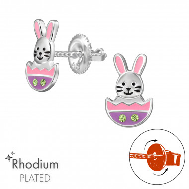 Easter Bunny - 925 Sterling Silver Screw Back Ear Studs SD49323