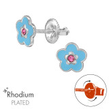 Flower - 925 Sterling Silver Screw Back Ear Studs SD49334
