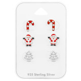 Candy Cane, Santa Claus, Christmas Tree - 925 Sterling Silver Kids Jewelry Sets SD28468