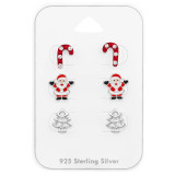 Candy Cane, Santa Claus, Christmas Tree - 925 Sterling Silver Kids Jewelry Sets SD28468
