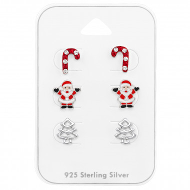 Candy Cane, Santa Claus, Christmas Tree - 925 Sterling Silver Kids Jewelry Sets SD28468