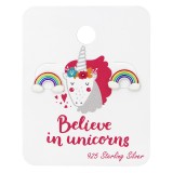 Rainbow Ear Studs On Unicorn Card - 925 Sterling Silver Kids Jewelry Sets SD34108