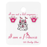Crown Ear Studs On Princess Cards - 925 Sterling Silver Kids Jewelry Sets SD34111