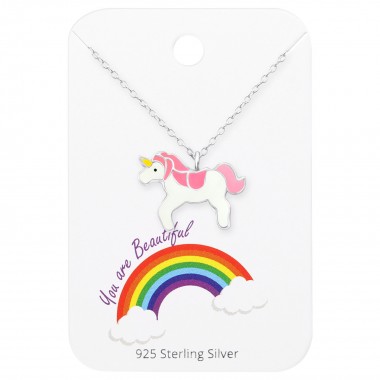 Unicorn Necklace On You Are Beautiful Card - 925 Sterling Silver Kids Jewelry Sets SD35921