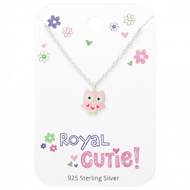 Owl Necklace On Royal Cutie Card - 925 Sterling Silver Kids Jewelry Sets SD35923