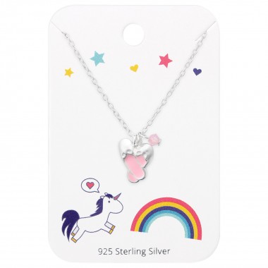 Ballet Shoes Necklace On Unicorns And Rainbow Card - 925 Sterling Silver Kids Jewelry Sets SD36100