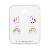 Unicorn And Rainbow - 925 Sterling Silver Kids Jewelry Sets SD49758