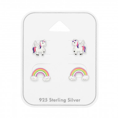 Unicorn And Rainbow - 925 Sterling Silver Kids Jewelry Sets SD49758