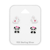Rabbit And Panda - 925 Sterling Silver Kids Jewelry Sets SD49759