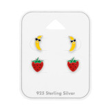 Banana And Strawberry - 925 Sterling Silver Kids Jewelry Sets SD49762