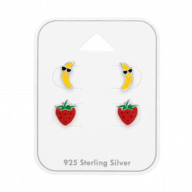 Banana And Strawberry - 925 Sterling Silver Kids Jewelry Sets SD49762