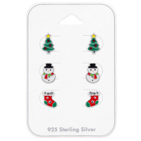 Stockings, Snowman, Christmas Tree - 925 Sterling Silver Kids Jewelry Sets SD50455 Stockings, Snowman, Christmas Tree - 925 Sterling Silver Kids Jewelry Sets SD50455