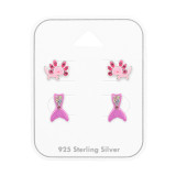 Axolotl And Mermaid Tail - 925 Sterling Silver Kids Jewelry Sets SD50524
