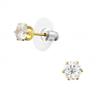 6mm Round Fashion Ear Studs With Cubic Zirconia - Alloy Earrings & Studs SD35955