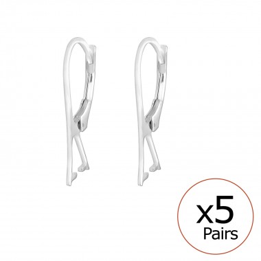 Silver Lever Back Earrings For Beads - 925 Sterling Silver Silver Findings SD35104