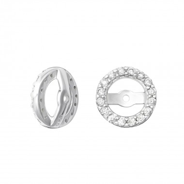 Silver Interchangeable Part For Round 6mm Ear Studs With Cubic Zirconia - 925 Sterling Silver Silver Findings SD35861