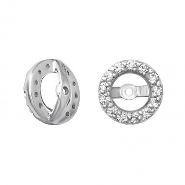 Silver Interchangeable Part For Round 5mm Ear Studs With Cubic Zirconia - 925 Sterling Silver Silver Findings SD36132