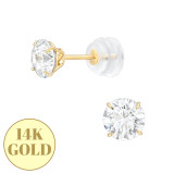 5mm 4 Prong 7A - 14K Gold Gold Earrings SD47918