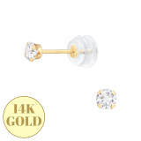 3mm Snap-In 3A - 14K Gold Gold Earrings SD48119