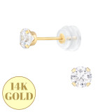 4mm Snap-In 3A - 14K Gold Gold Earrings SD48120