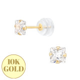 4mm 4 Prong Square - 10K Gold Gold Earrings SD48913