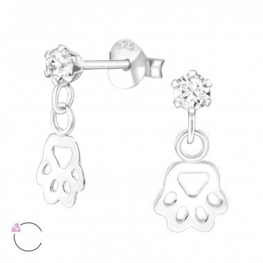Paw Print - 925 Sterling Silver La Crystale Studs SD32836