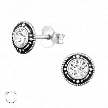Round - 925 Sterling Silver La Crystale Studs SD32916