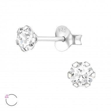 Round 4mm - 925 Sterling Silver La Crystale Studs SD34949