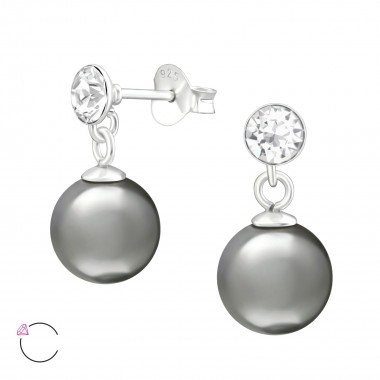 Round With Hanging Pearl - 925 Sterling Silver La Crystale Studs SD39066