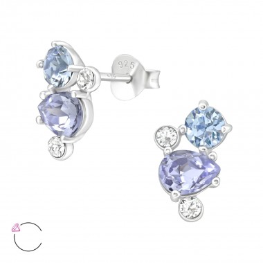 Geometric - 925 Sterling Silver La Crystale Studs SD40980