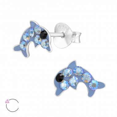 Dolphin - 925 Sterling Silver La Crystale Studs SD41795