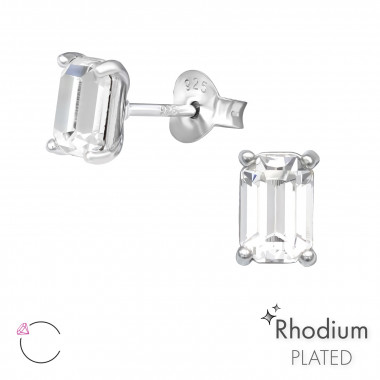 Baguette - 925 Sterling Silver La Crystale Studs SD42183