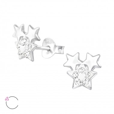 Triple Star - 925 Sterling Silver La Crystale Studs SD42200