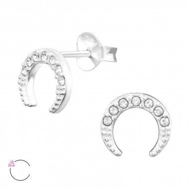 Crescent Moon - 925 Sterling Silver La Crystale Studs SD42397