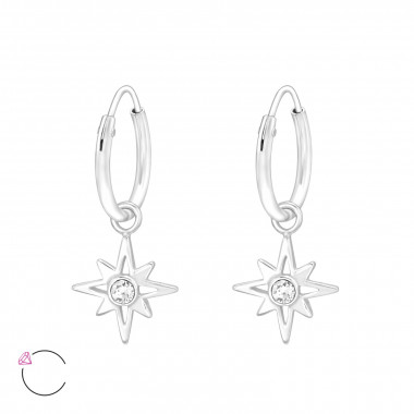 Hanging Northern Star - 925 Sterling Silver La Crystale Earrings SD42592