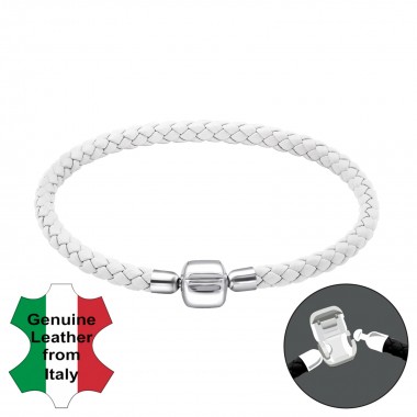 White - Leather Cord Bracelet for Beads SD25120