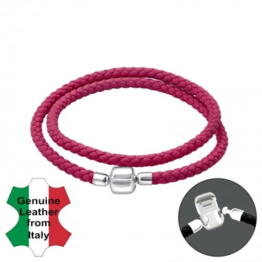 Leather Bead Bracelet With Silver Lock - Leather Cord Bracelet for Beads SD35635