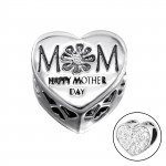 Heart Mom - 925 Sterling Silver Beads with CZ/Crystal SD10081 Heart Mom - 925 Sterling Silver Beads with CZ/Crystal SD10081