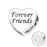 Heart Forever Friends - 925 Sterling Silver Beads with CZ/Crystal SD10413