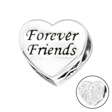 Heart Forever Friends - 925 Sterling Silver Beads with CZ/Crystal SD10413