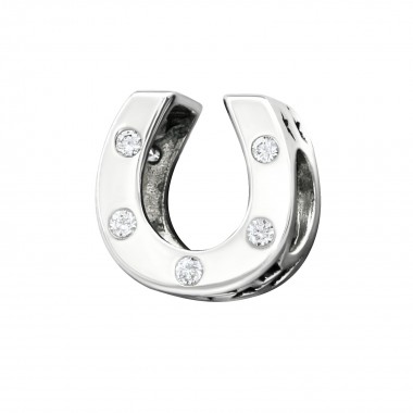 Horseshoe - 925 Sterling Silver Beads with CZ/Crystal SD11118