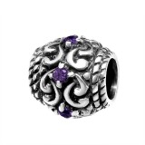 Round - 925 Sterling Silver Beads with CZ/Crystal SD12042